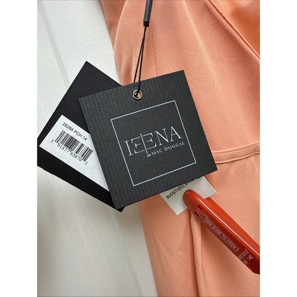 Mac Duggal Size 14 Peach 26266 One-Shoulder Jersey Mermaid Cocktail Gown Dress - Picture 8 of 9